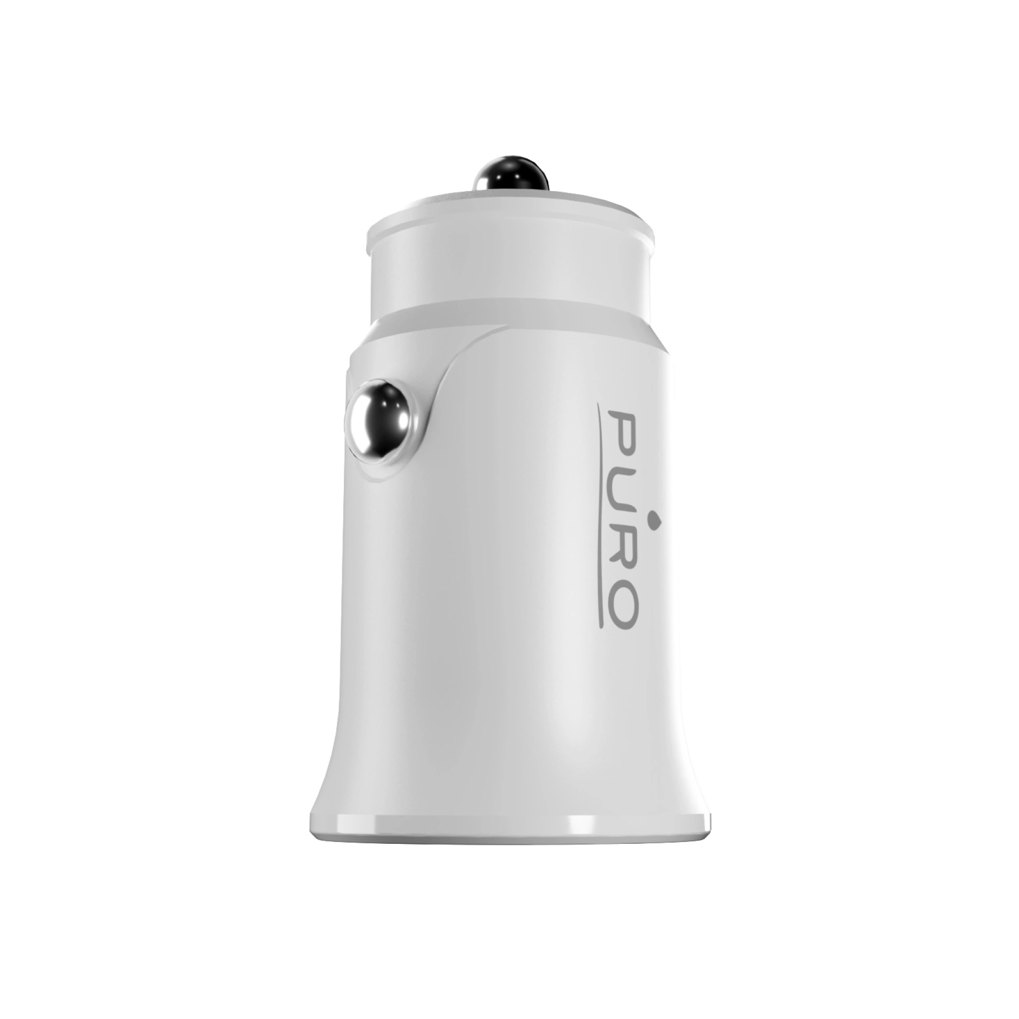 PURO Pro Lite biloplader med 2 USB-A-porte. Hvid