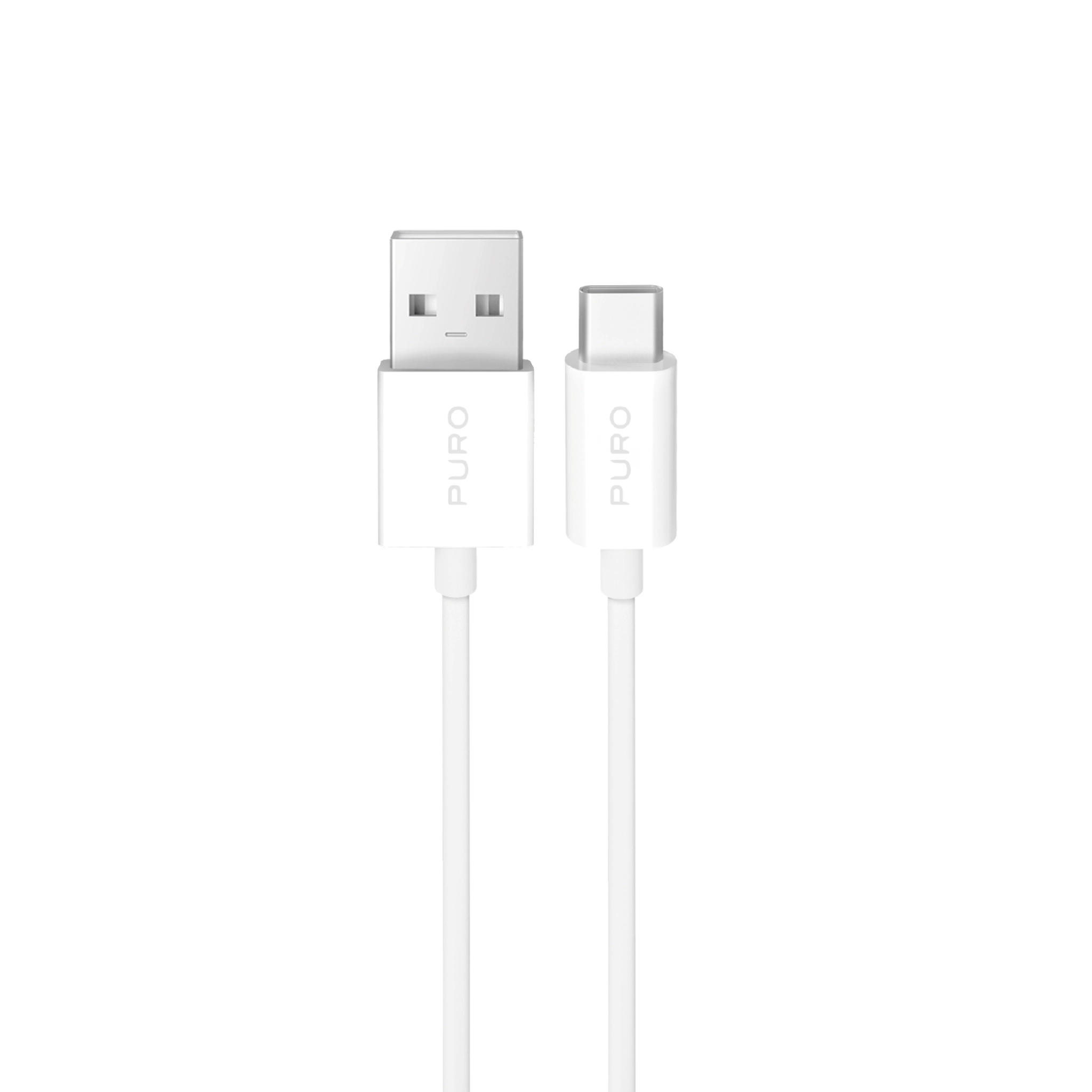 PURO TPE-kabel USB-A til USB-C, 2 m, 2.0, 10 W, hvid