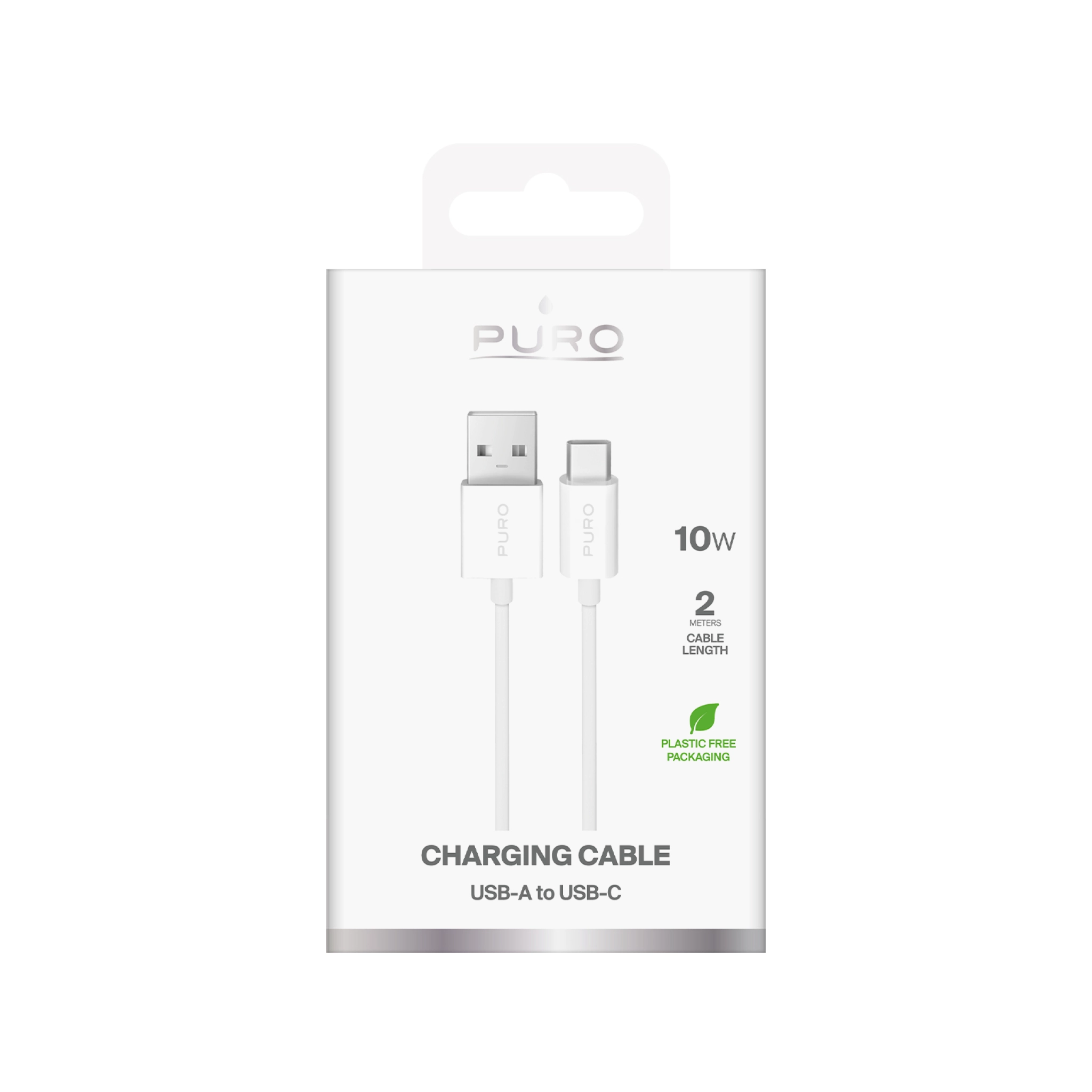 PURO TPE-kabel USB-A til USB-C, 2 m, 2.0, 10 W, hvid