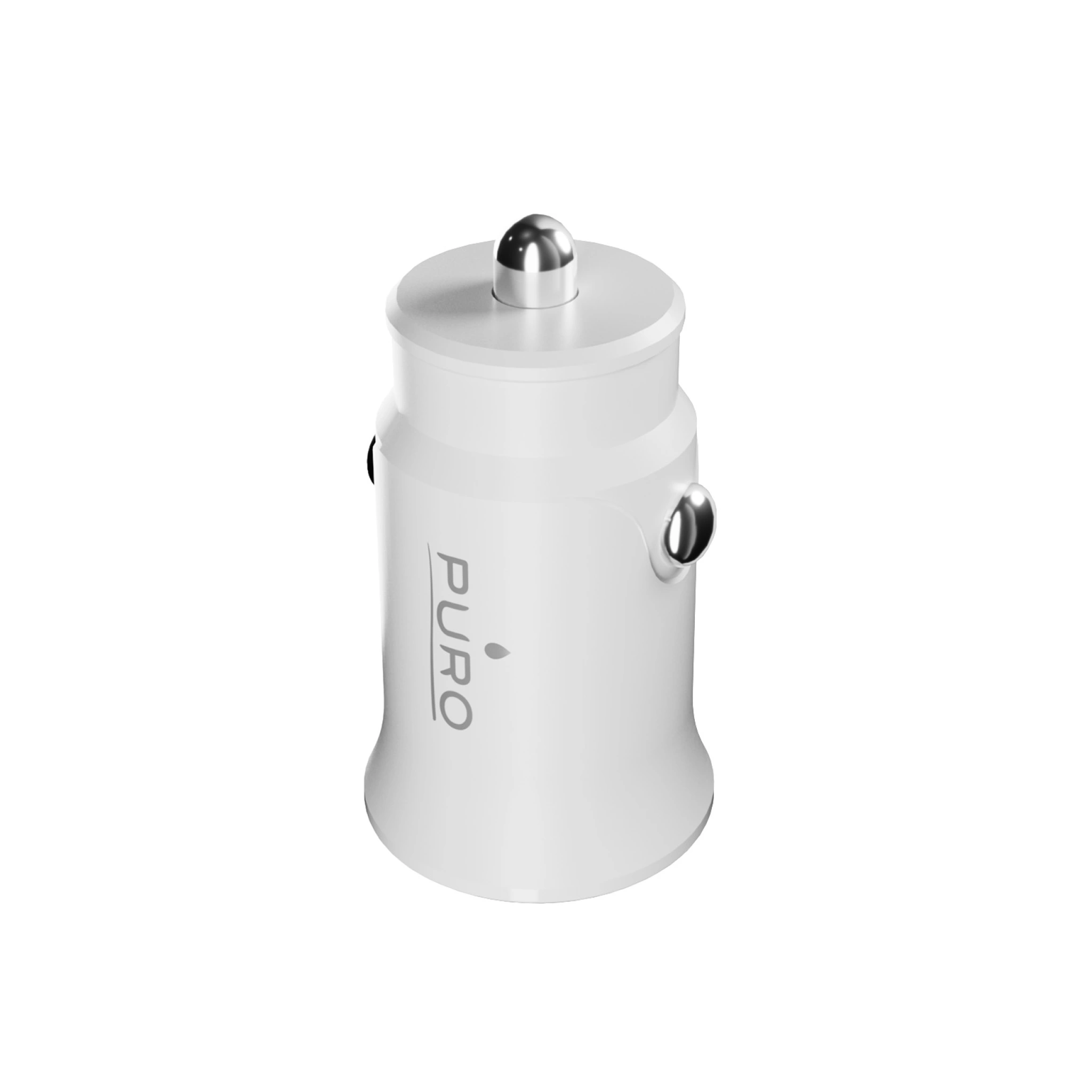 PURO Pro Lite biloplader med 2 USB-A-porte. Hvid