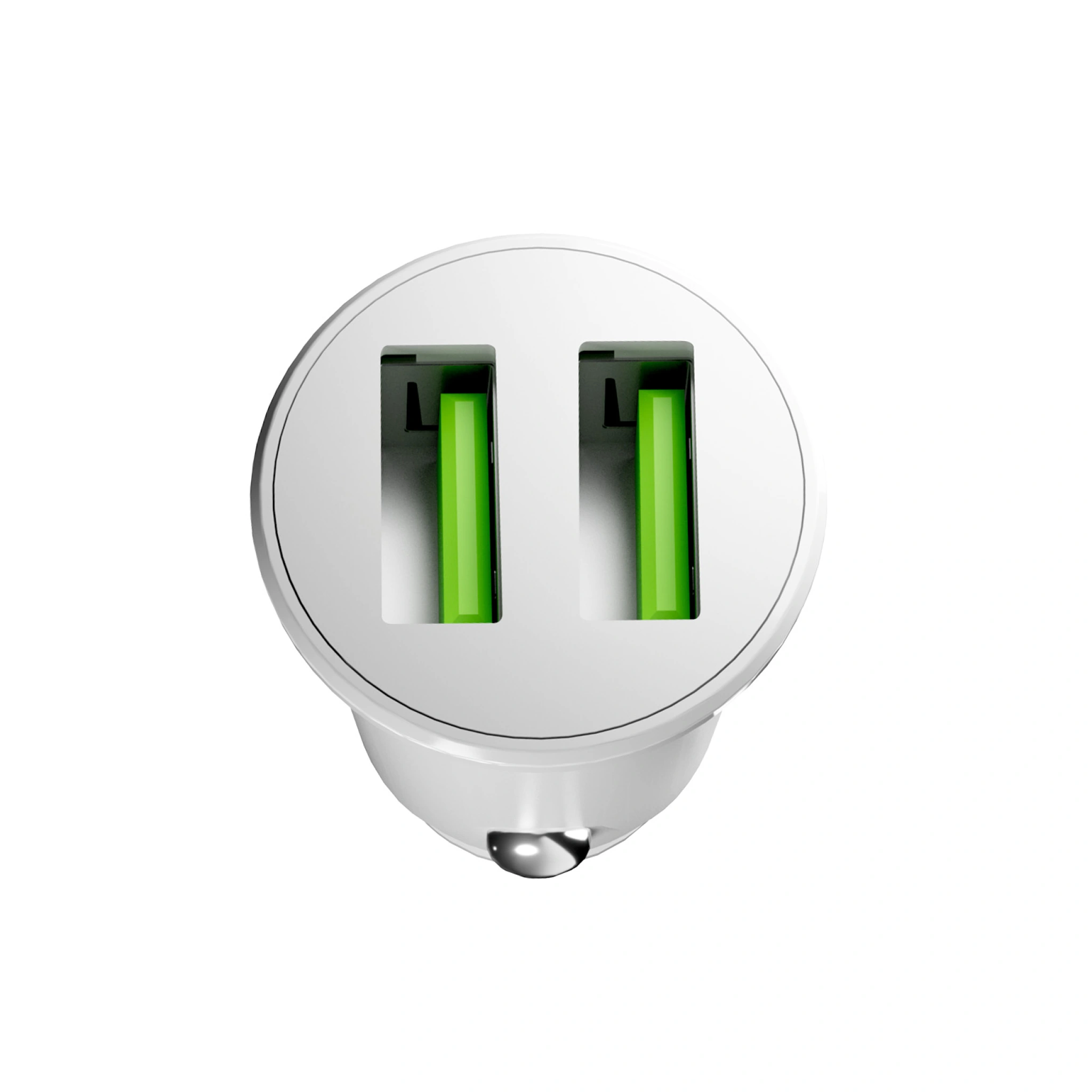 PURO Pro Lite biloplader med 2 USB-A-porte. Hvid