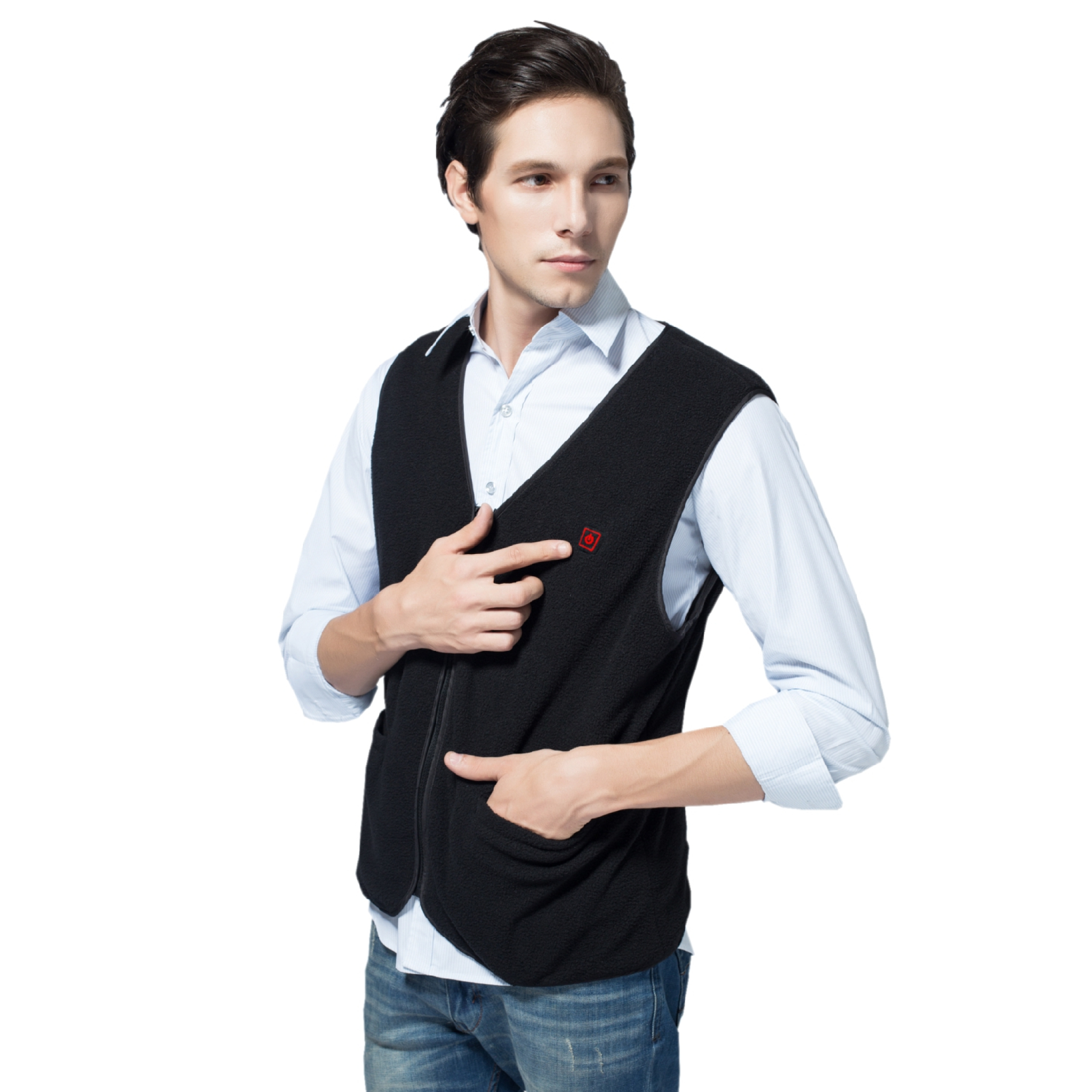 Glovii opvarmet fleecevest L. Sort