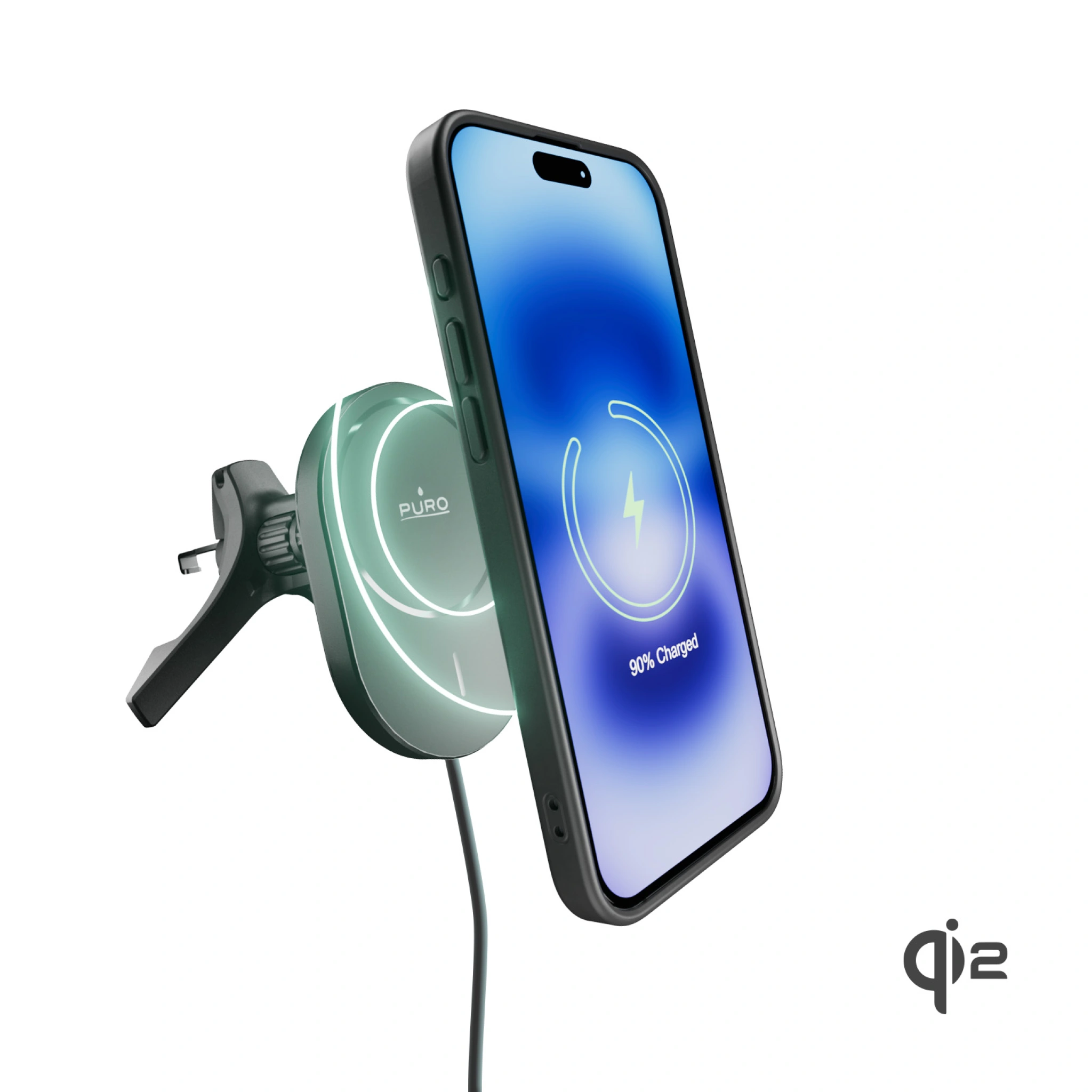 PURO Power Mag Holder magnetisk bilholder med trådløs Qi2-opladning