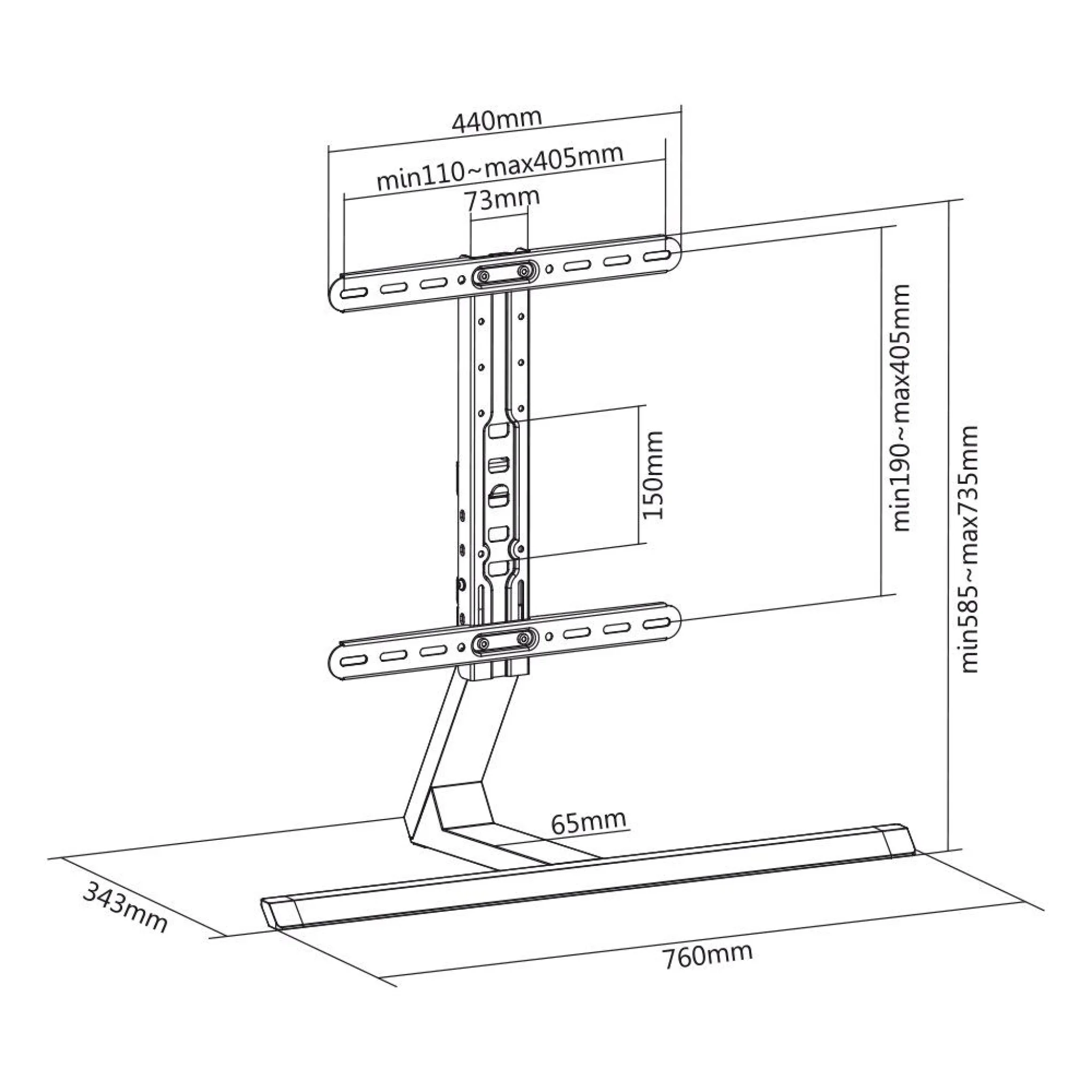 TV bordstand. 32"-65". Sort